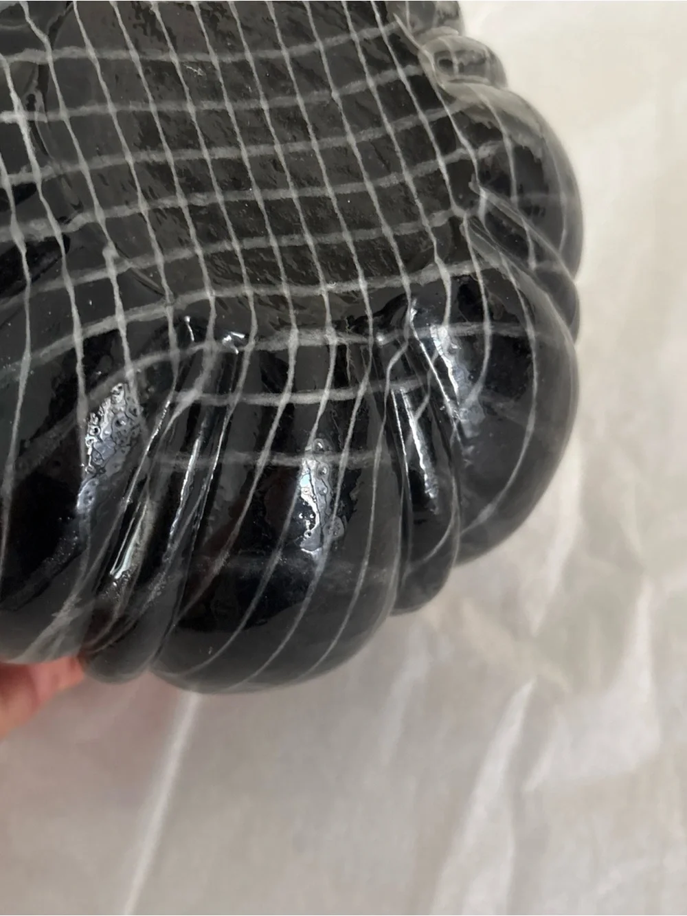 Martha Stewart Handblown Glass Black White Brown Pumpkin